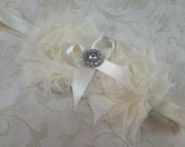 Ivory Flower Headband. Baptism Headband. Christening Headband. Ivory Chiffon Flower Headband. Girls Hair Accessories. Baby Hair Accessories.