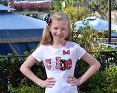 Custom Boutique Girls Toddler Disney Vacation personalized MINNIE Mickey MOUSE APPLIQUE  Shirt with your child's name 2 3 4 5 6 7 8