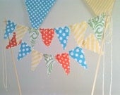 Cake topper Bunting Flags Coral, Yellow, Aqua and Sage Il_170x135