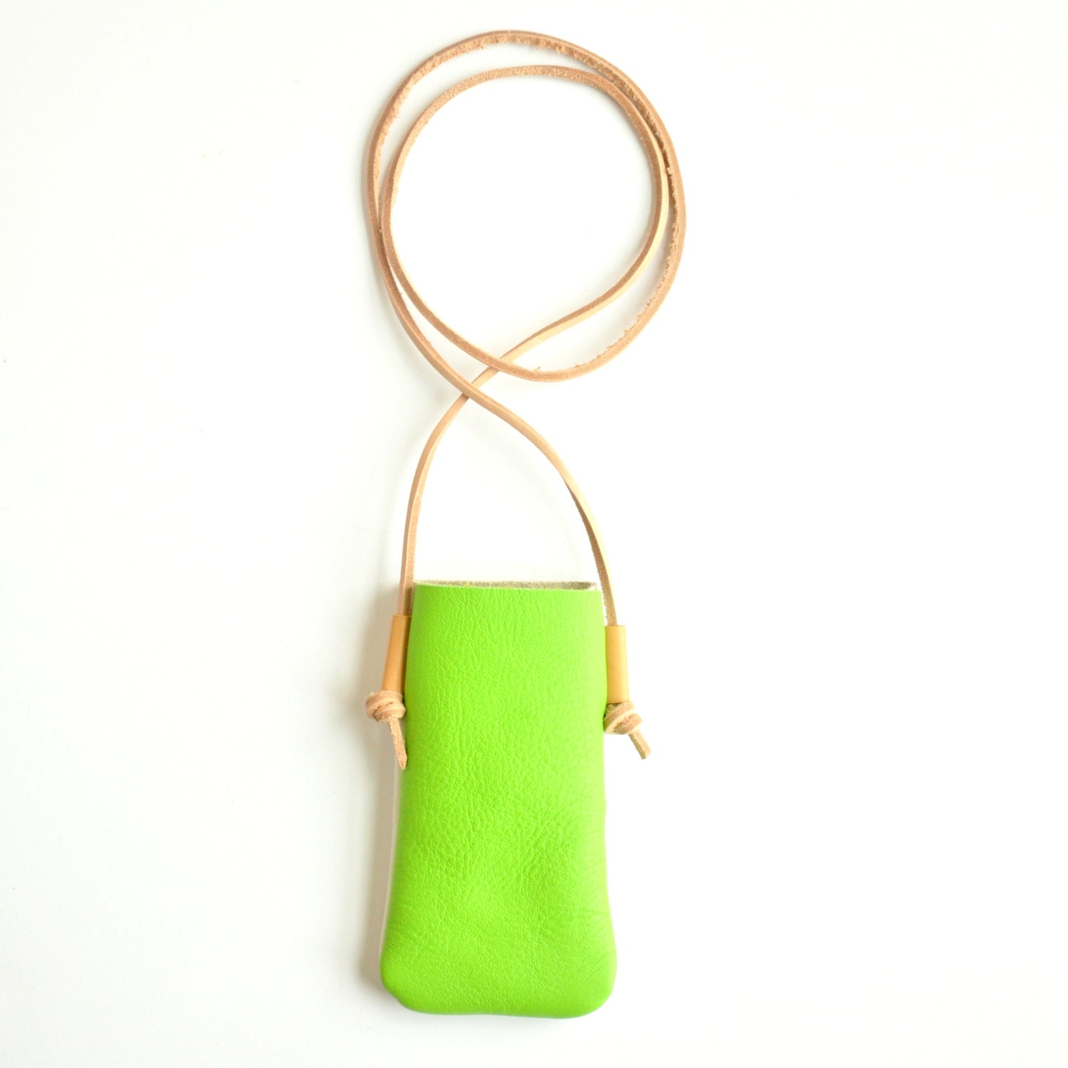 Two-tone leather cell phone case - Green & White