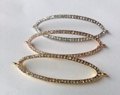 ONE Oval Curved Crystal Rhinestone Circle Pave Connector Jewelry Dainty Making Arm Candy DOLLAR SHIP in us