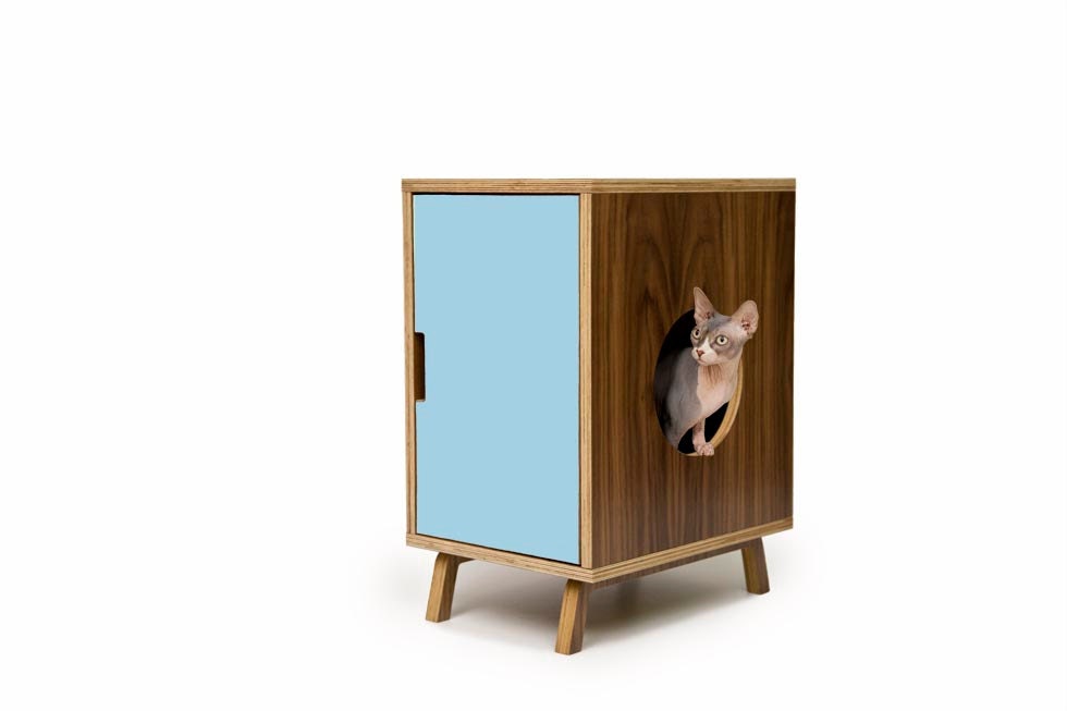 Mid Century Modern Cat House Side Table & Litter Box Cover