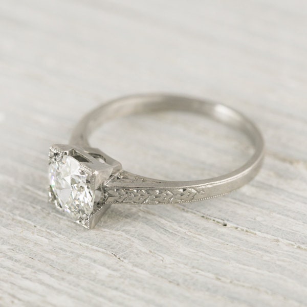 Vintage .95 Carat Art Deco Solitaire Engagement Ring