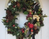XXL StuNNinG OOAK Apple Rose Orchid Country Cottage Shabby Chic Holiday LOVE Home Decor Wreath