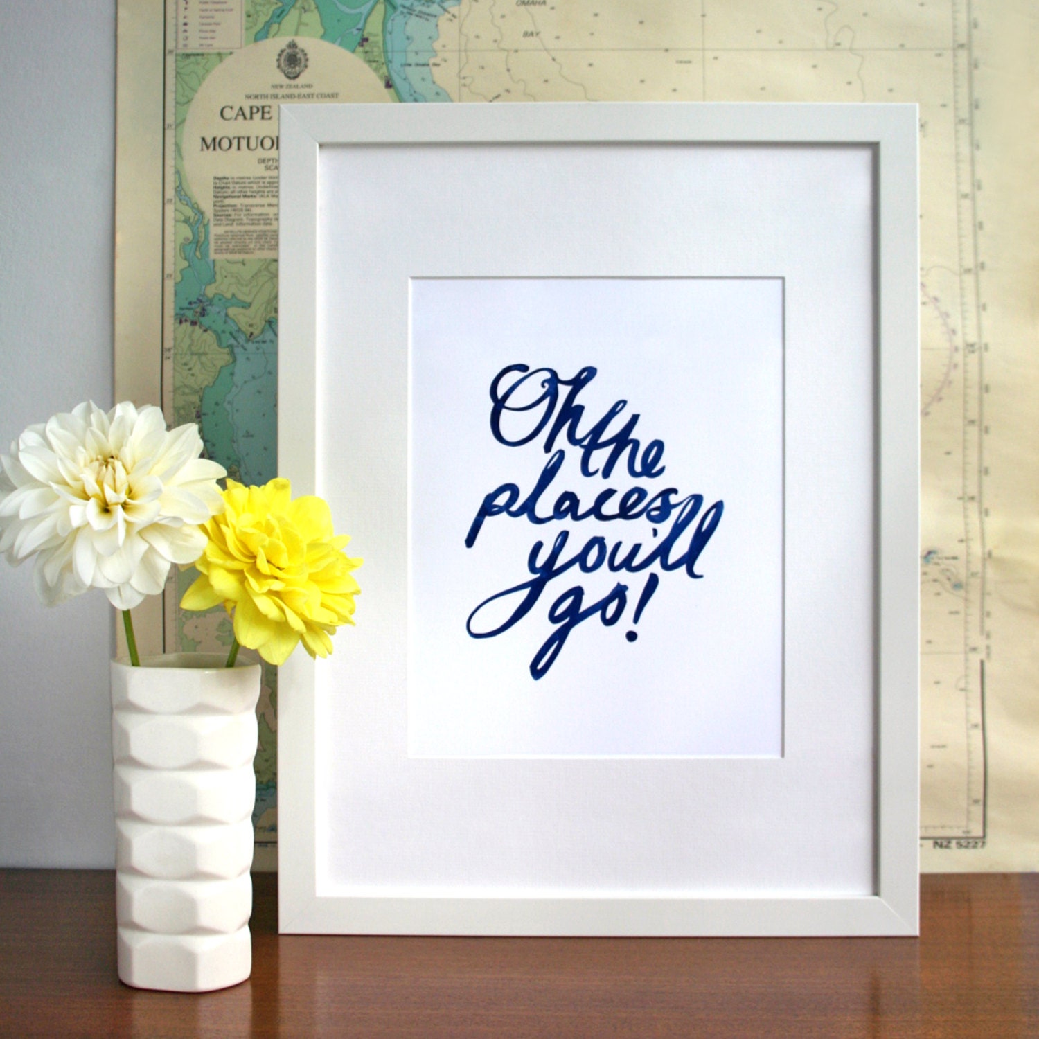 Oh the places you'll go print - navy blue
