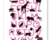 Alphabet print - pink and brown