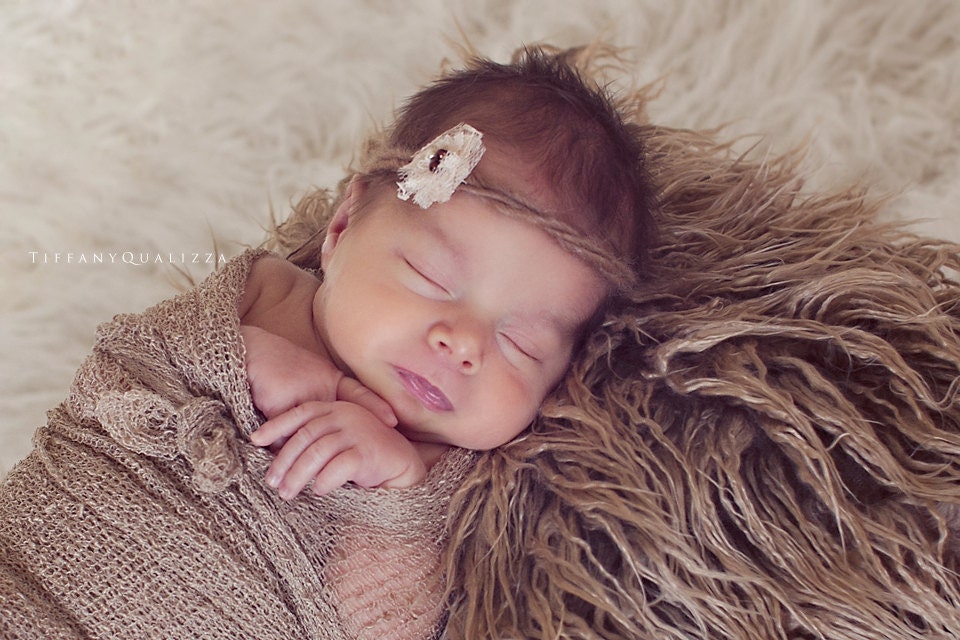 Brown and Lace Tie back headband