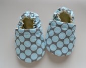 blue gray polka dot baby shoes Amy Butler