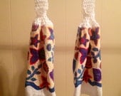 Kitchen Hang Towel made by Chloe's Oma - crochet beach seashells bright