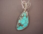 Rare Sonora Turquoise Wrapped Pendant Freeform