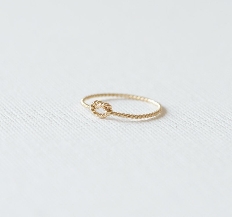 Tiny Knot Ring - 14k Gold Filled Twist Textured Stacking Ring