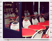 Paris Fine Art Photograpy, French Cafe, Red White Black Restaurant Bistro, Kitchen Dining Room Decor, 8x10 Print