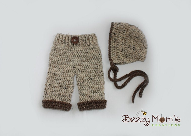Download PDF crochet pattern s015 - Newborn classic bonnet and pants