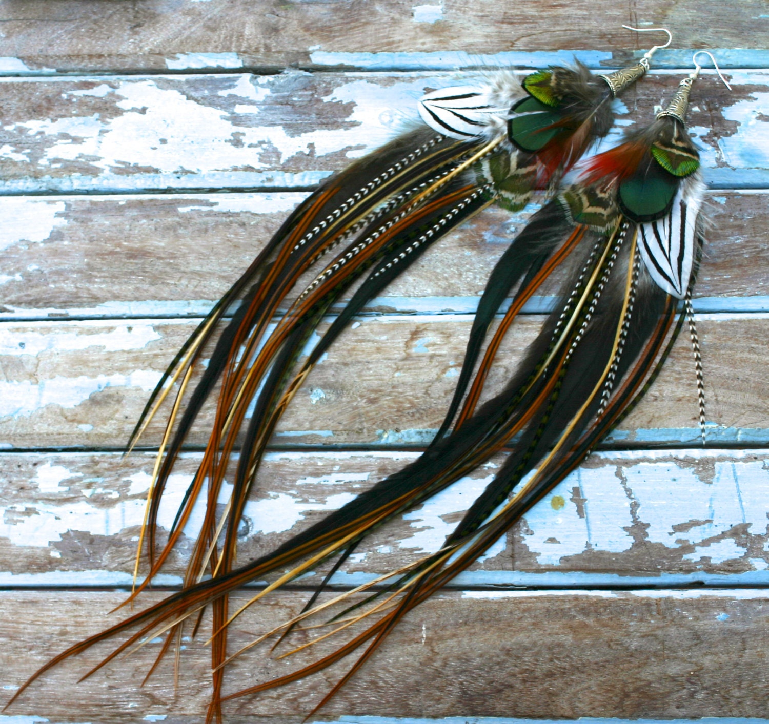 Feather Earrings -  Forest Nymph Long Feather Earrings