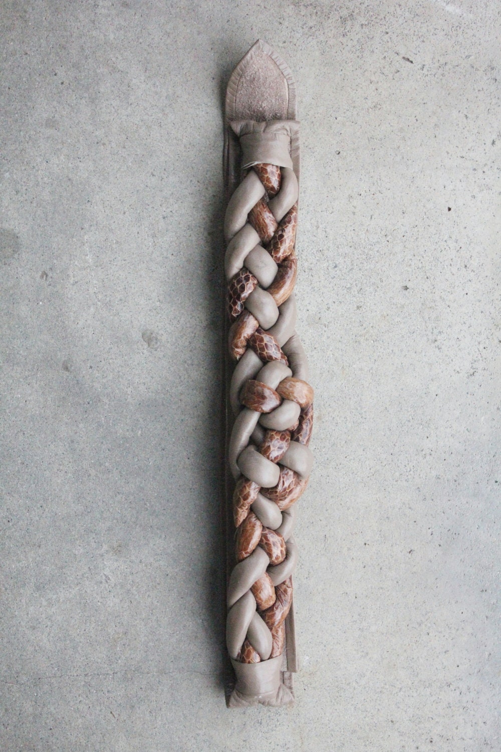 Vintage 70's Leather and Snakeskin Braided and Knotted Wrap Belt
