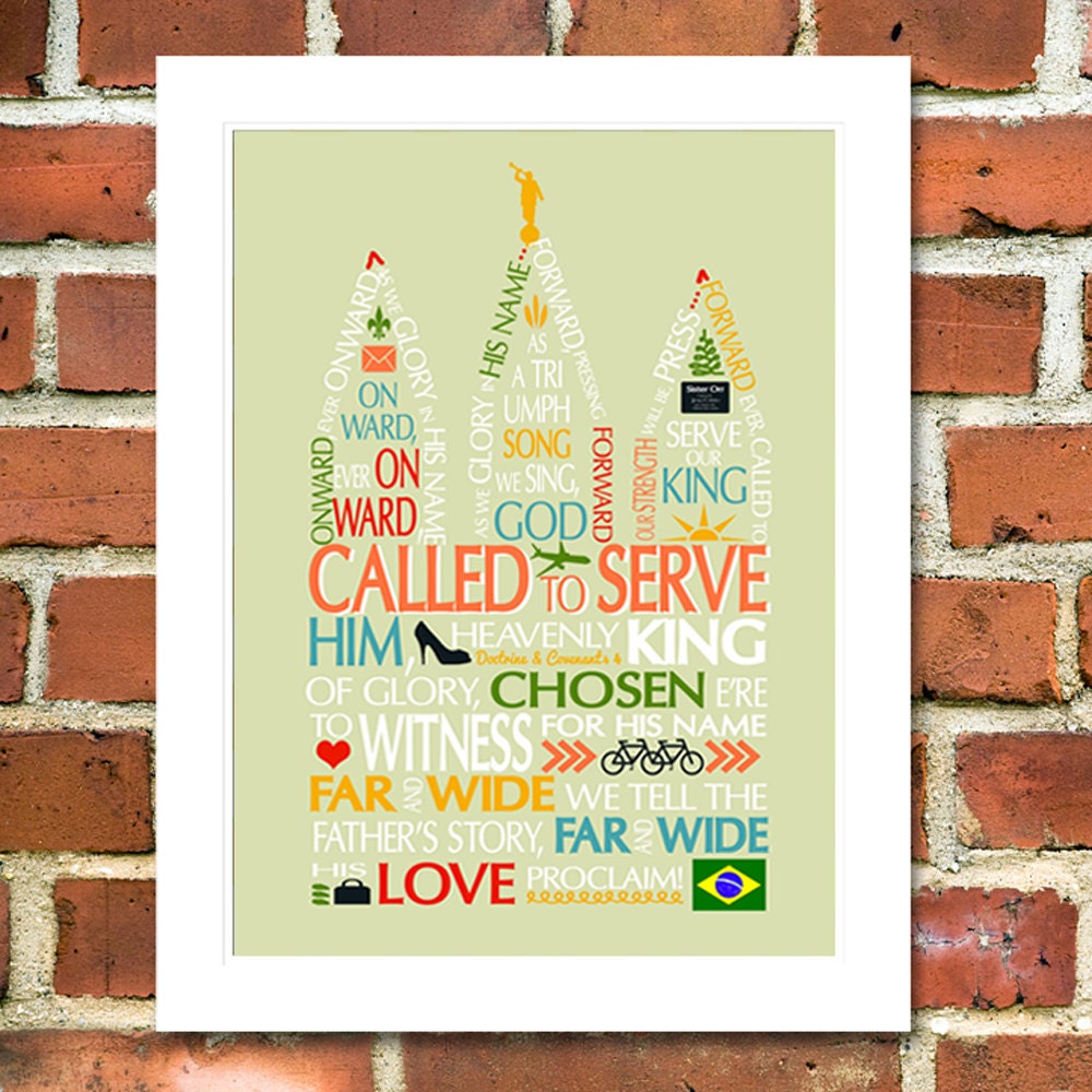 Printable Missionary Called To Serve Art Poster, Sister, Customized, Mission Personalized, 5x7, 8x10 11x14