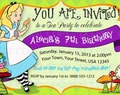 Printable DIY Alice in Wonderland Inspired Birthday Party Invitations