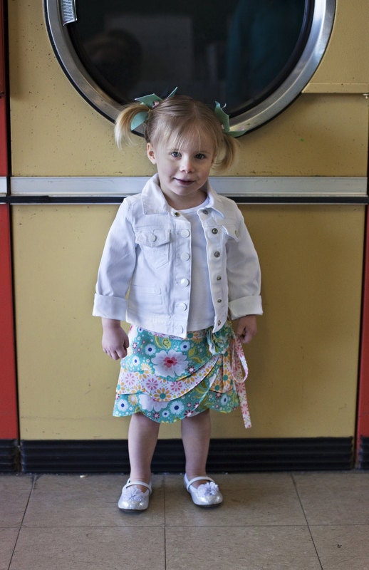 The "Ruby" Reversible Wrap Skirt, Girl PDF Sewing Pattern, Fabric Flower Pattern