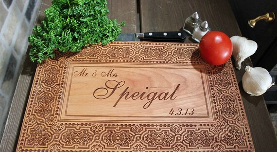 Personalized Engraved Wood Cutting Board - Mr and Mr, Name and Date - Red Oak Wood - 15" x 9" Il_570xn
