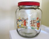 Vintage Duraglas Jar with Dutch Boy And Girl Decals