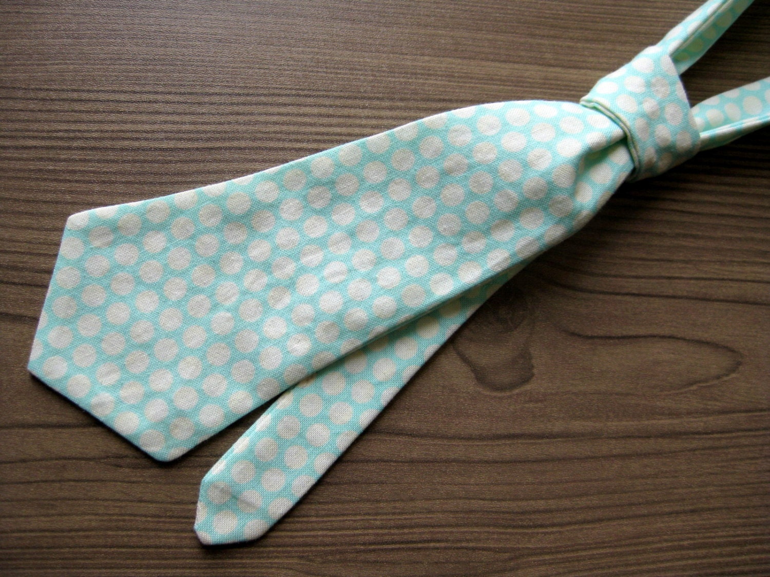 Baby / Toddler Tie - mint green / cream - polka dot