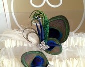 Unique Peacock Feather Garter Set in Ivory/Cream-Let's customize to match your colors