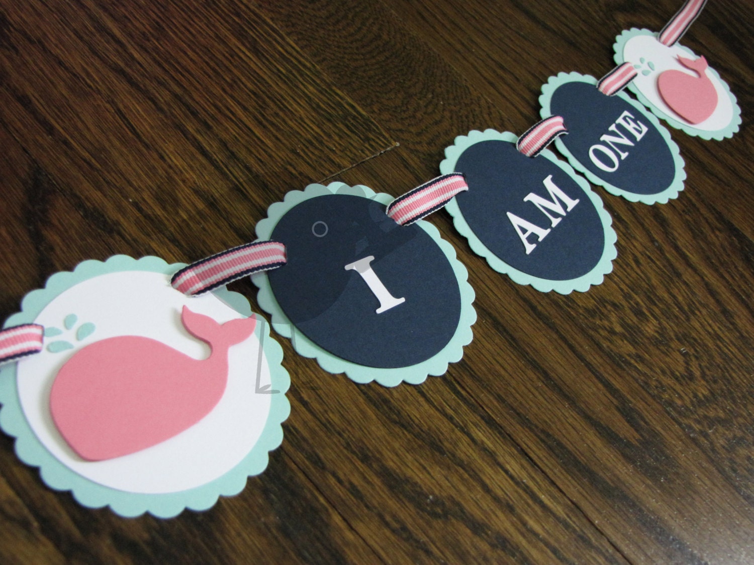 READY to SHIP Wittle Whale Collection- "I am One" High Chair Banner with whales. Nautical theme. Mini Banner. Nautical Birthday. Il_170x135