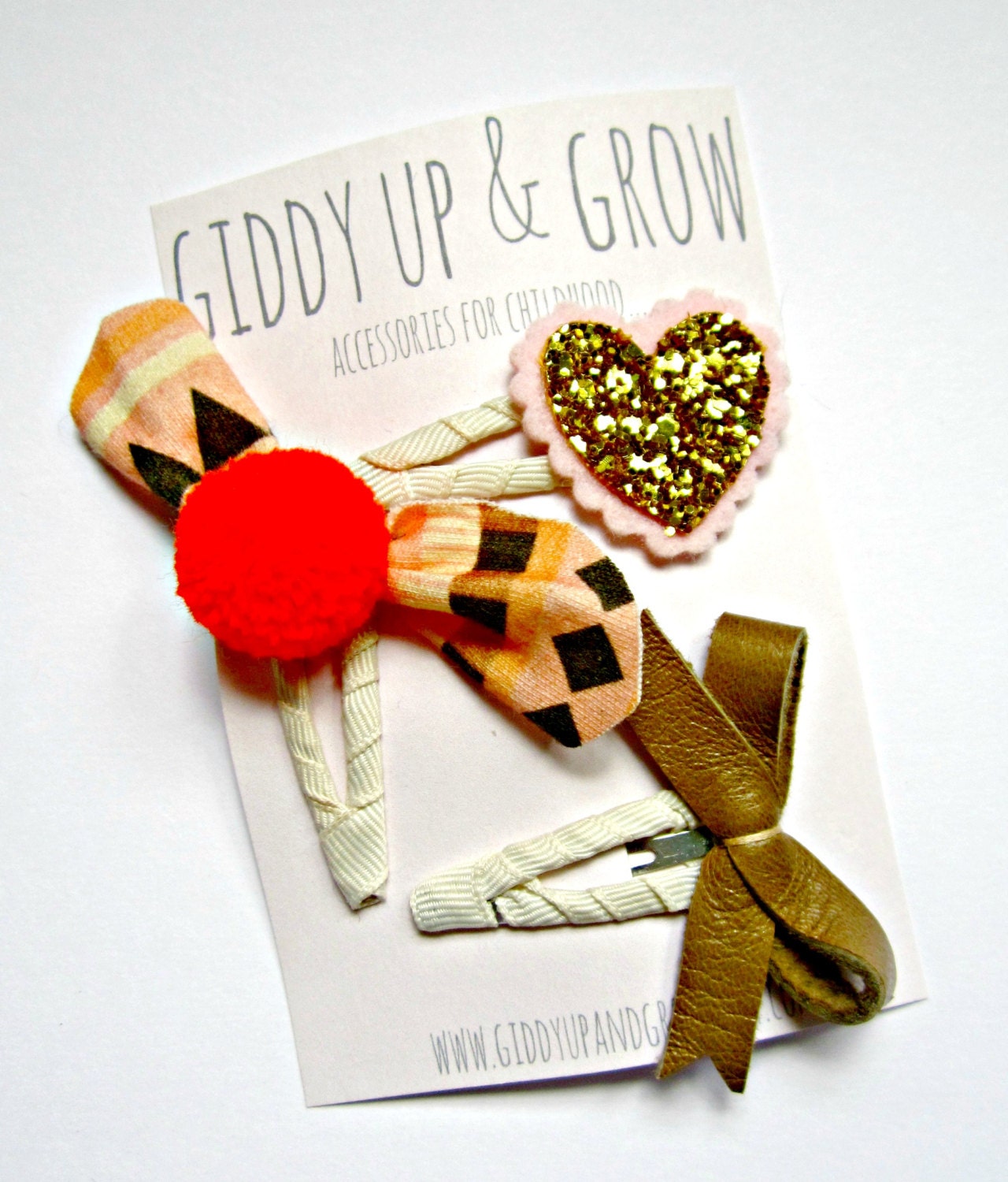 Knot Bow Clip Set - Aztec hair clips, Giddy Up and Grow hair clips