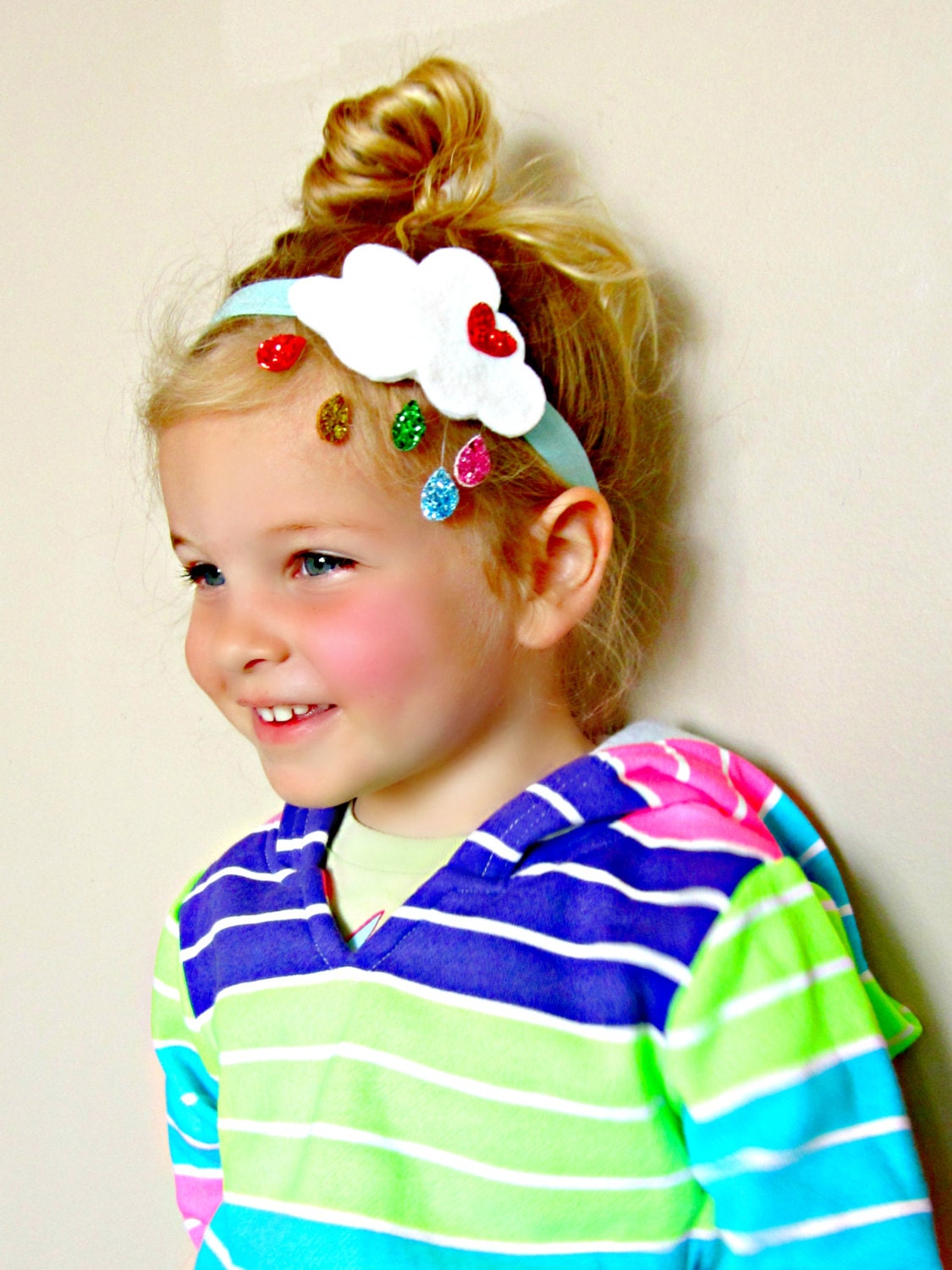 Felt Raincloud Headband - Glitter raindrops, Giddy Up and Grow Headband