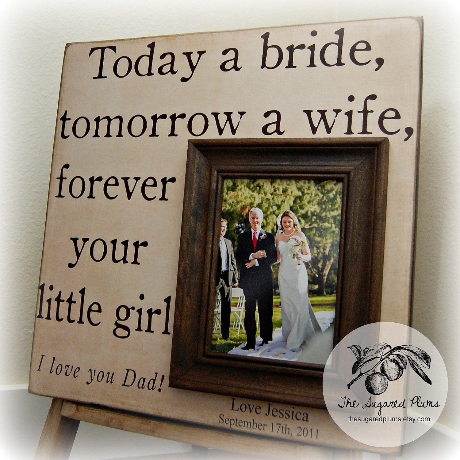 Father of the Bride Gift, Father of Bride, Parents Thank You, Parents Wedding Gift, TODAY A BRIDE, Personalized Picture Frame 16x16