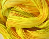 Scarf, Silk: Hand-Dyed and Pleated, Lemon Yellows
