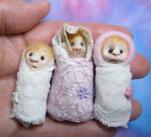 Sale Bundle Swaddled Elfling Babies Elf Infant OOAK SCULPT by Artist Ann Galvin 10% Coupon Code GOBLINRY