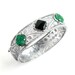 Antique Art Deco Filigree Bracelet - 1930s Silver Tone Black & Green Stone Bangle Jewelry / Floral Filigree