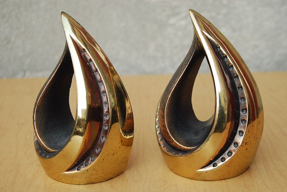 Ben Seibel Ornate Flame Brass Bookends