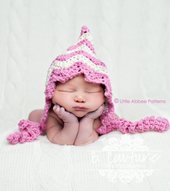 Download Now - CROCHET PATTERN Chevron Bonnet seven sizes included PDF 80