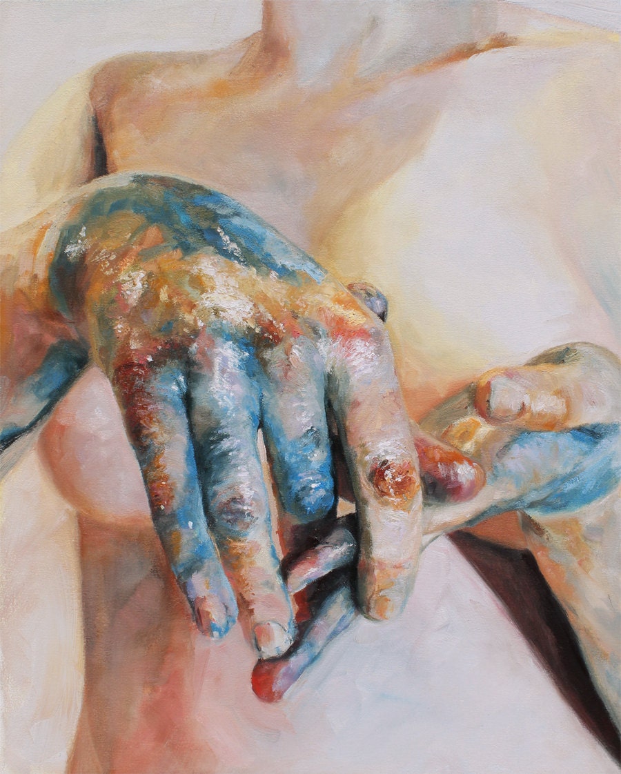 Chromatic Maladies VII - original collaborative oil painting diptych by Cara and Louie
