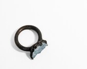 Copper Ring in Robin's Egg // Blue Druzy Slice Electroformed Copper Ring Light Blue Gemstone Mineral Organic Ring ( 6 )