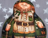 Irish Celebration, hand painted leprechaun gourd, 8 inches tall