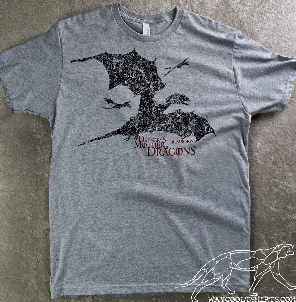 Game of Thrones Men's T shirt DAENERYS STORMBORN's DRAGONS - Fitted Unisex Tee for Men & Women - Mother of Dragons of House Targaryen