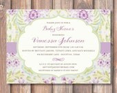 Purple Watercolor Floral Printable Invitation