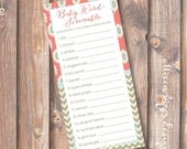 Coral & Gold Ikat Chevron Baby Word Scramble Printable Baby Shower Game