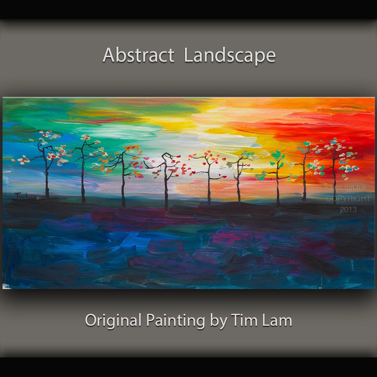 Abstract painting landscape art Original Modern simplicity texture Acrylic Painting on stretched canvas by Tim Lam 48" x 24"