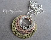 Hand Stamped mixed metals For this child I prayed Necklace