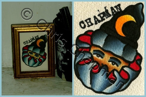 Pierrot Boy Framed Tattoo Flash