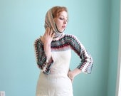 Sweater Vintage 70s 1970s  Fair Isle Turtleneck almost hoodie S M Rainbow