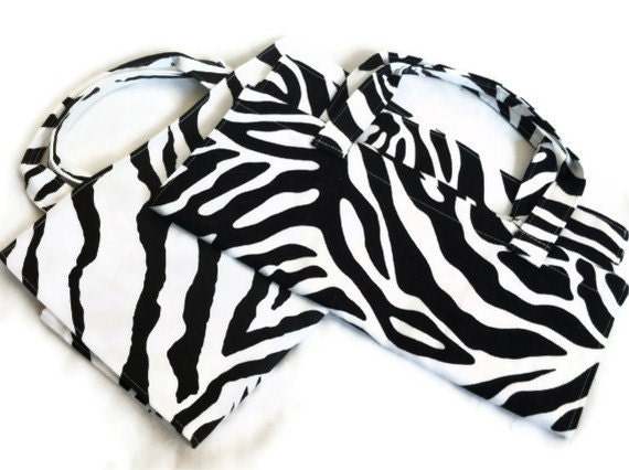 Zebra print reusable fabric shopping bag