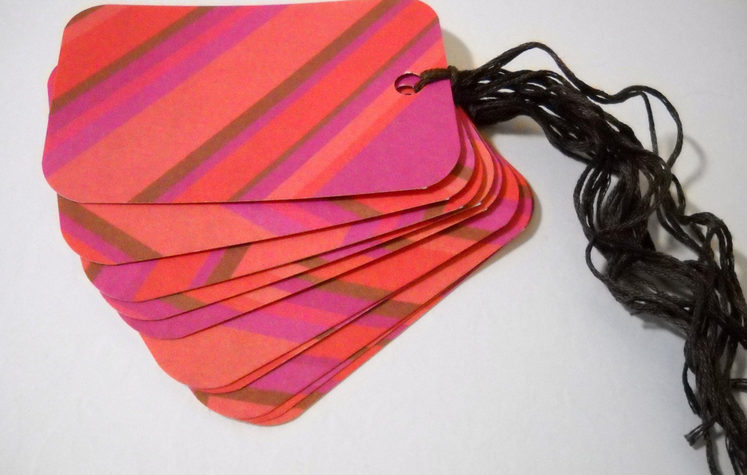 Fushia Red & Brown Large Tags