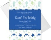 Under the Sea Party  - Blue  -  Custom Invitations -- Set of 10 -- Printable File available