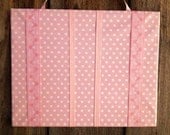 Pink with White Polka Dots and Pink Floral Ribbon Hairclip Holder Board