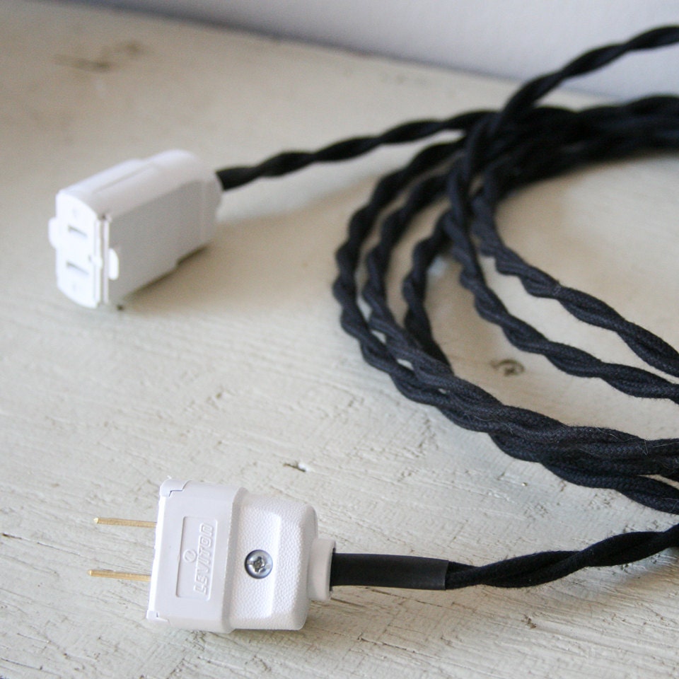 Cloth-Covered Household Extension Cord - Black & White